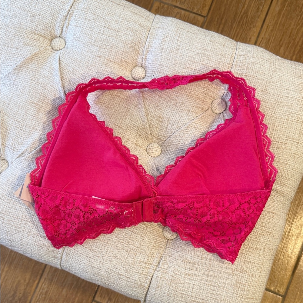 Auden Lace Halter Bralette in Bold Pink - Picture 5 of 6
